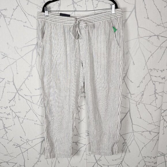 GAP White Stripe 55% Linen Blend High Rise Easy Ankle Pants - Picture 1 of 8